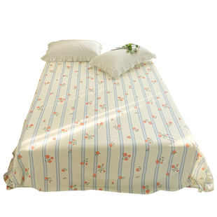 卡萨布兰卡 原创玫瑰蓝条纹复古全棉单件床单床笠被单定制单双人