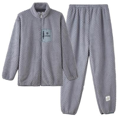 男士法兰绒冬季保暖睡衣家居服