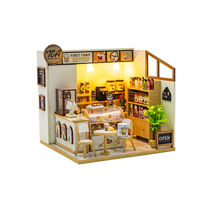 diy小屋初沫奶茶咖啡店铺花园手工房子制作拼装玩具模型生日礼物