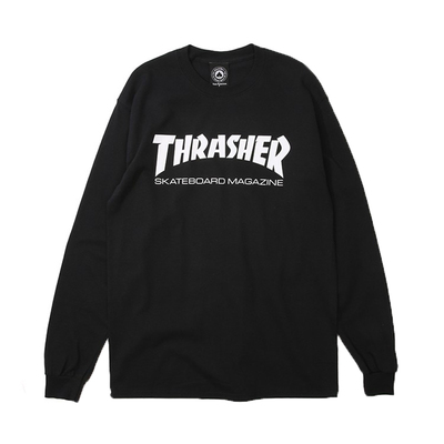 THRASHER火焰字母长袖情侣T恤