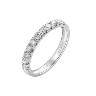 18K金白金排钻戒指女满钻钻石50分玫瑰金小条戒尾戒叠戴带钻钻戒