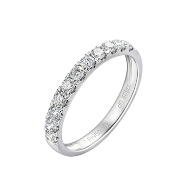 18K金白金排钻戒指女满钻