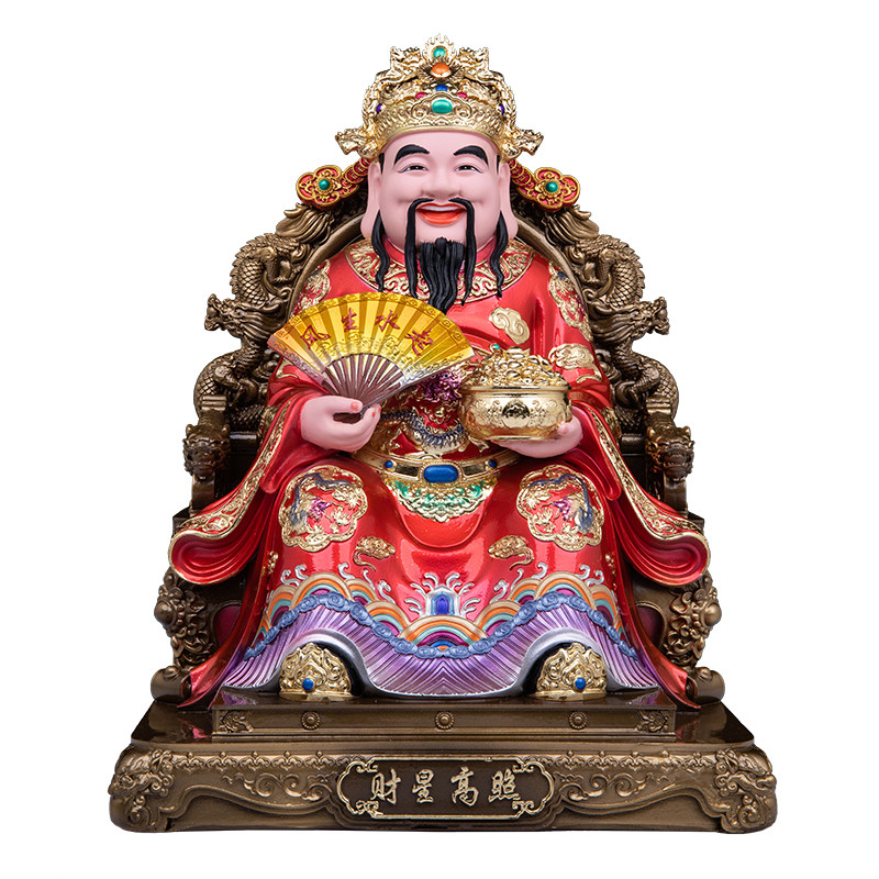 中式龙椅财神树脂摆件招财进宝