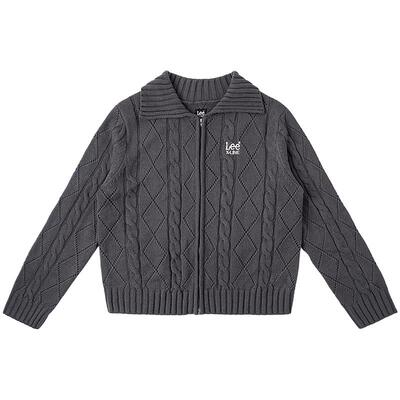 Lee双拉链深灰色女针织毛衣