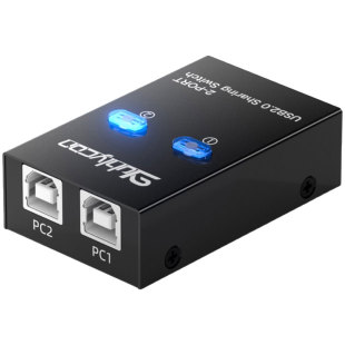 USB打印机共享器一分二两台电脑主机共用一台打印机一进二出切换器一拖二转换器共用鼠标键盘1分2口扩展分支