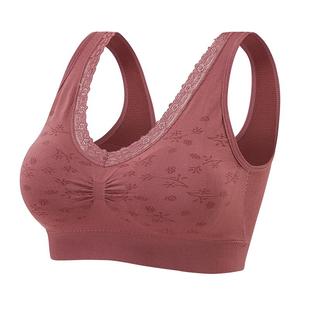 中老年人妈妈内衣文胸中年妇女纯棉无钢圈老人背心式薄款大码胸罩