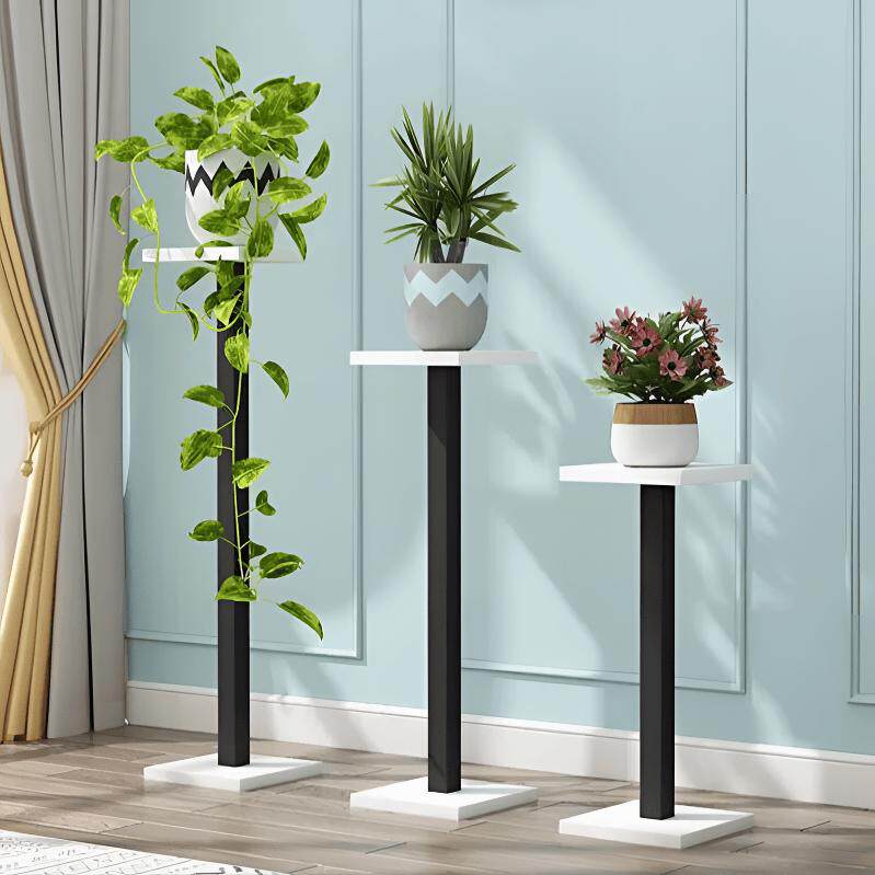 花盆架客厅吊兰架简约现代花几单脚钢木架阳台花盆置物架落地花架