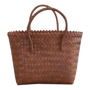 春节复古编织手提篮生日伴手礼篮年货收纳篮子散步手提包沙滩包