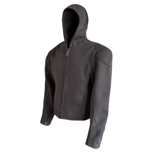 超短款正肩机车拉链卫衣360克纯色cleanfit立领开衫外套秋连帽衫