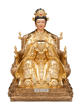 纯铜贴金碧霞元君供奉神像坐像
