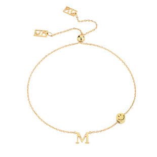 【新年礼物】KKLUE笑脸18k金手链字母定制手链素金手饰小众设计