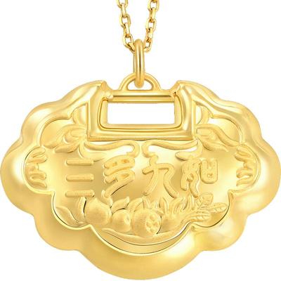 周生生黄金如意锁长命锁吊坠计价