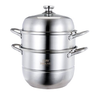 东郎食品不锈钢大蒸锅单底汤锅三层双层蒸笼复合一体加厚26-32cm