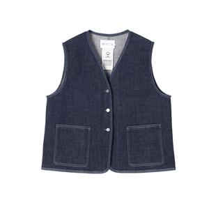 【新品】素然 klee klee 26春环保棉弹力十字纹牛仔叠穿V领马甲
