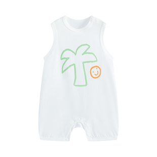 【云感棉】麦拉贝拉婴儿背心连体衣宝宝无袖爬服夏季纯棉薄款哈衣