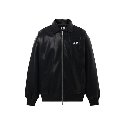 FORNINES假两件皮衣外套