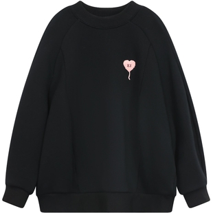 ei童装儿童加绒卫衣冬装新款男女童爱心套头运动休闲上衣