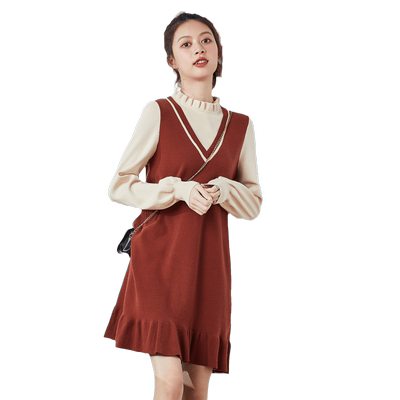 唐狮秋冬假两件针织连衣裙女打底