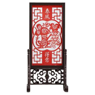 剪纸艺术作品小屏风装饰画摆件摆台中国特色礼品送老外出国小礼物