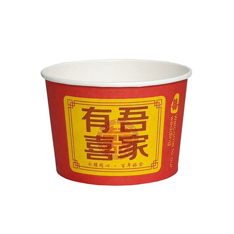 一次性纸碗加厚红色吾家有喜饭碗
