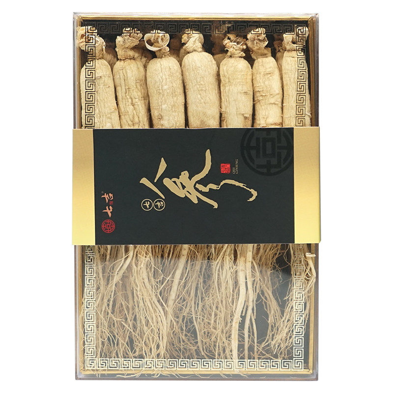 七吉高年人参独立装长白山东北特产干参整支生晒参泡酒白参礼盒
