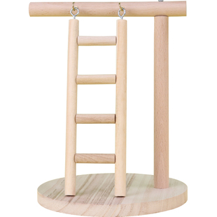 宠儿新家鹦鹉站架 实木台架 游戏架 鹦鹉鸟玩具秋千吊环爬梯套装