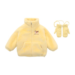 女童冬季加绒外套2026新款毛毛衣立领拉链保暖仿水貂绒皮草外套潮