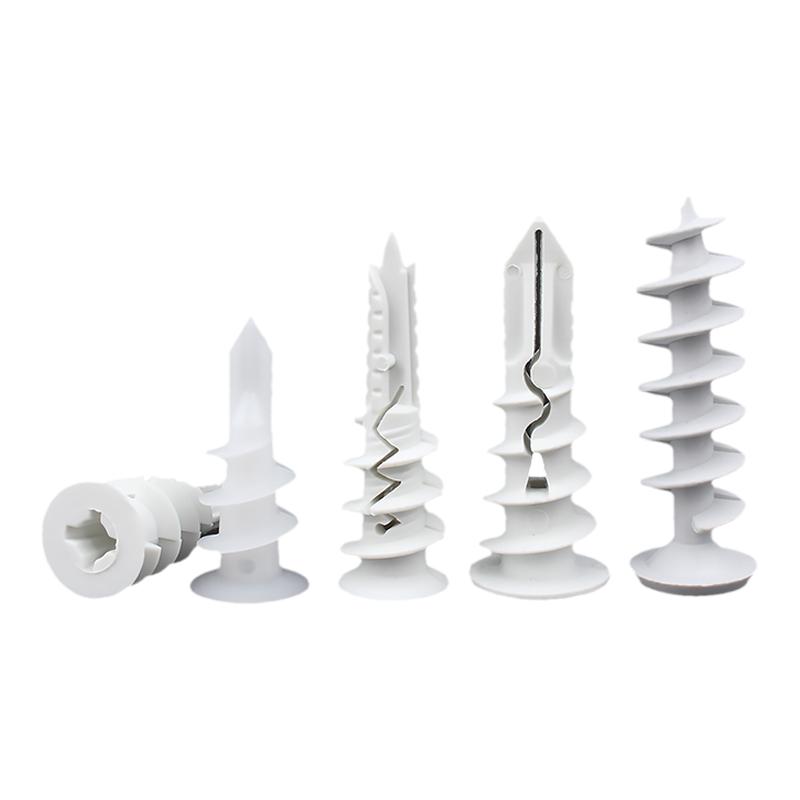 尼龙石膏板膨胀螺丝飞机管螺旋拧入式塑料管窗帘墙塞旋转型自攻钉