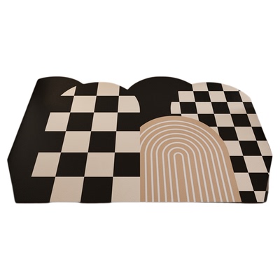 棋盘格入户门皮革地垫新款耐脏防水可擦免洗可裁剪地毯门口进门垫