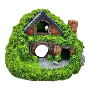 水族箱装饰霍比特人小型造景房树脂洞穴爬行动物鱼缸躲避屋装饰车