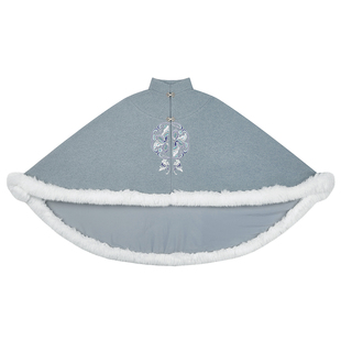 喻雪织造司原创宋制汉服新中式清冷感斗篷披风呢子外套旋裙两件套