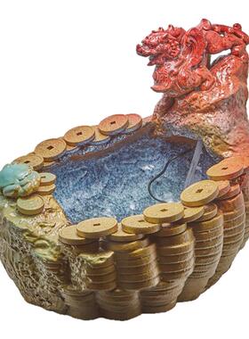 新款古玄空窑变富甲天下流水摆件