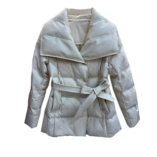蝴蝶结腰带收腰羽绒服小仙女2025冬季新款修身显瘦翻领白鸭绒外套