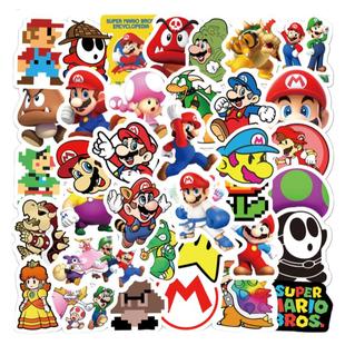 200张冒险游戏超级玛丽马里奥管道工卡通贴纸电脑手机电动车贴画