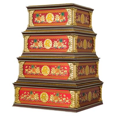 合金神像底座木质四方座财神加高垫增高底垫家用观音佛像叠座摆件