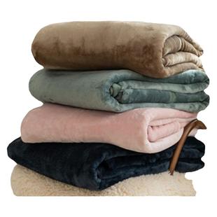无印良品法兰绒双面加厚毛毯冬季珊瑚绒双层加绒毯子午睡毯绒床单