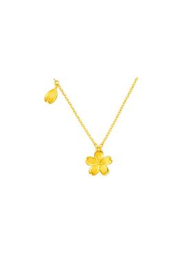 黄金色18k金樱花项链锁骨链