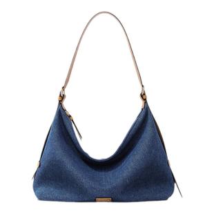 Fion/菲安妮丹宁牛仔腋下hobo包2025新款女手提包包通勤小众单肩