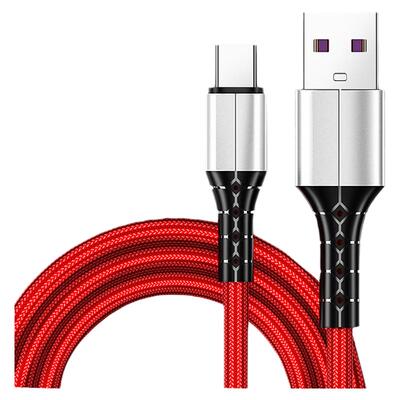 3A铝合金尼龙织布编织快充数据线适用于安卓type-c苹果9 10 11 12 13 14华为荣耀充电线1米红色1.5米黑色