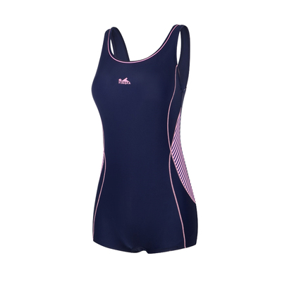 英发女泳衣U背带胸垫平角连体