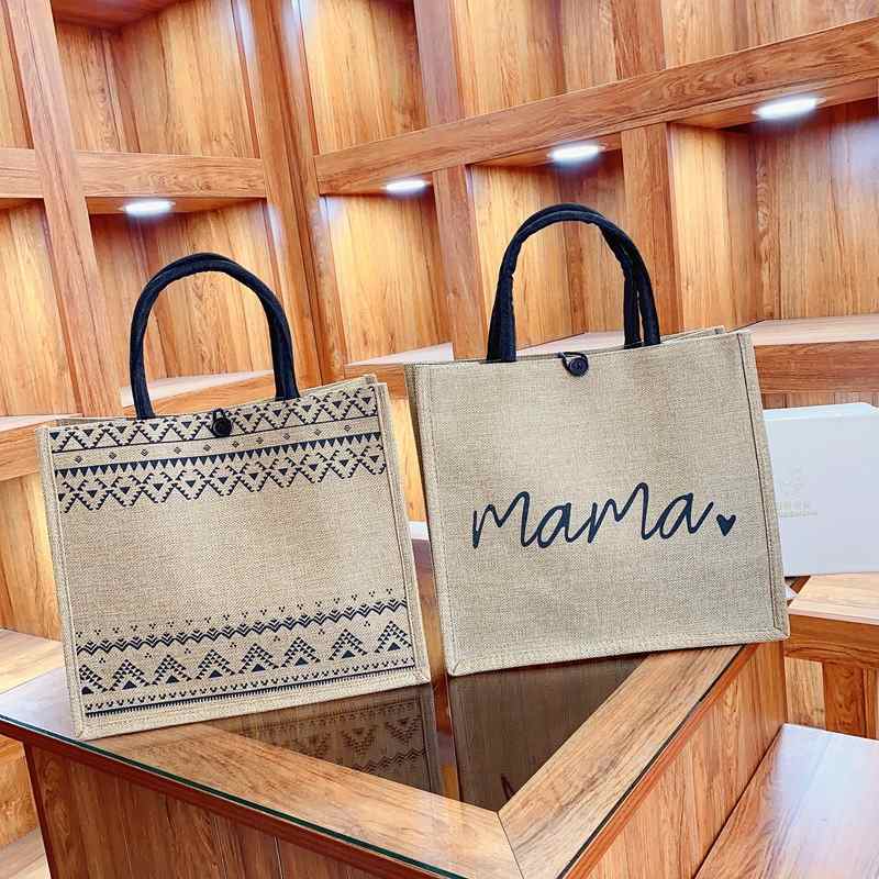 新品 亚麻托特包大容量包包2023新款高级感通勤妈咪包ins化妆 包