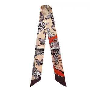 老花缠包手柄丝巾女2025新款丝巾绑包细窄长条丝巾系脖高级感高档