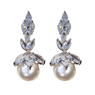 雪落松枝/冷光维纳斯澳白大溪地孔雀绿akoya真多麻珍珠耳环耳钉