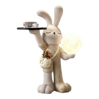 奶油风兔子客厅落地灯摆件电视柜旁沙发边几新年装饰玄关乔迁礼物