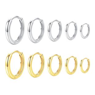 MODIAN摩典S925纯银简约光面耳扣女小众设计感欧美冷淡风几何耳圈