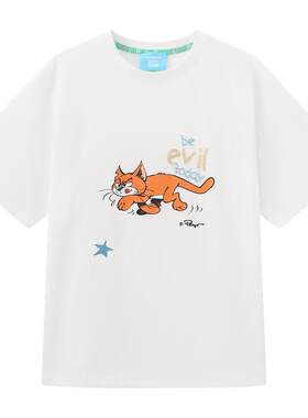 innplanet26夏季新款蓝精灵系列甜美童趣印花阿滋猫闪粉T恤上衣女