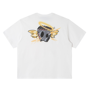 Dangerouspeople薛之谦dsp街头涂鸦天使T恤夏季潮牌落肩宽松短袖