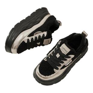 达芙妮羊羔毛厚底雪地靴女款2026冬季新款粉色冬款雪地棉鞋松糕鞋