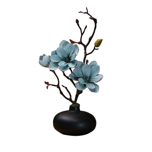 仿真玉兰花套装陶瓷花瓶桌面摆放花卉高档逼真花艺客厅餐厅装饰