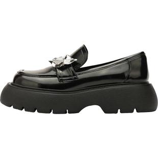 DAPHNELAB达芙妮方糖月桂叶真皮乐福鞋女2025新款厚底英伦单鞋女